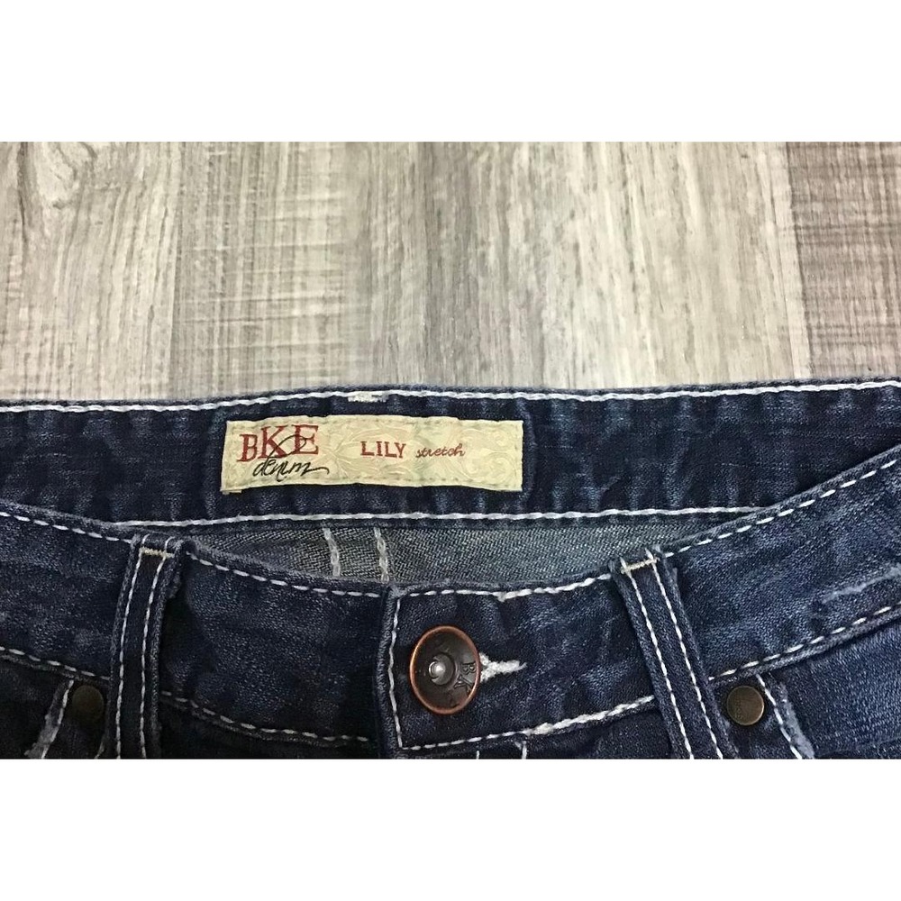 BKE Lily Stretch Dark Wash Denim Capris Jeans Womens Sz 29 Thick Stitch Low Rise - Picture 4 of 12